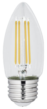 Feit Electric BPETC40/950CA/FIL Filament LED Bulb, General-Purpose, B10 Lamp, 40 W Equivalent, E26 Medium Lamp Base
