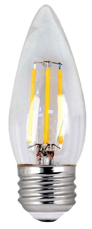 Feit Electric BPETC60/950CA/FIL Decorative LED Bulb, B10 Lamp, 60 W Equivalent, E26 Medium Lamp Base, Dimmable, Daylight