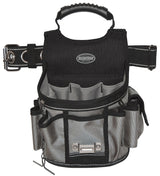 Bucket Boss 55300 Sparky Utility Pouch, 52 in Waist, 17-Pocket, Poly Fabric, Black/Gray, 9 in W, 14 in H, 6 in D