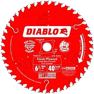 Diablo D0641A Circular Saw Blade, 6-1/2 in Dia, 5/8 in Arbor, 40-Teeth, Applicable Materials: Hardwood, Plywood, Pack of 10