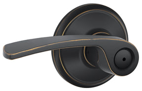 Schlage F Series F40VMER716 Privacy Lever, Mechanical Lock, Aged Bronze, Residential, 2 Grade, 7/8 in Housing Dia, Metal