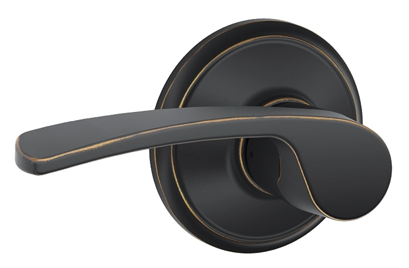 Schlage Merano Series F10VMER716 Passage Lever, Mechanical Lock, Aged Bronze, Metal, Residential, 2 Grade