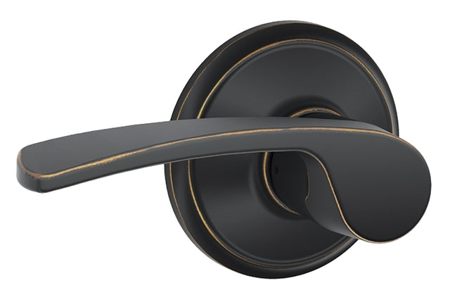 Schlage Merano Series F10VMER716 Passage Lever, Mechanical Lock, Aged Bronze, Metal, Residential, 2 Grade