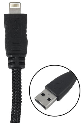 Zenith PM1003U8BB Lightning Cable, 8-Pin, USB A, Black, 3 ft L