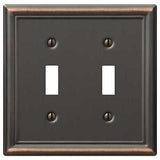 Amerelle Chelsea Series 149TTDB Wallplate, 4-7/8 in L, 4-15/16 in W, 2-Gang, Steel, Aged Bronze, Screw Mount, Pack of 3