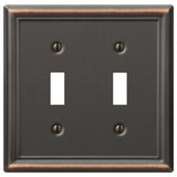 Amerelle Chelsea Series 149TTDB Wallplate, 4-7/8 in L, 4-15/16 in W, 2-Gang, Steel, Aged Bronze, Screw Mount, Pack of 3
