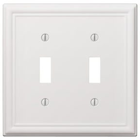 Amerelle 149TTW Wallplate, 4-7/8 in L, 4-15/16 in W, 2 -Gang, Steel, White, Pack of 3