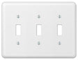 Amerelle Devon Series 935TTTW Wallplate, 5 in L, 6-9/16 in W, 3-Gang, Steel, White, Pack of 3