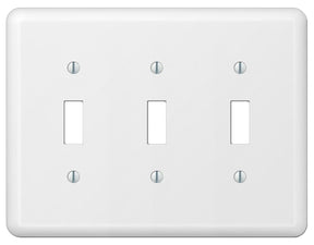 Amerelle Devon Series 935TTTW Wallplate, 5 in L, 6-9/16 in W, 3-Gang, Steel, White, Pack of 3