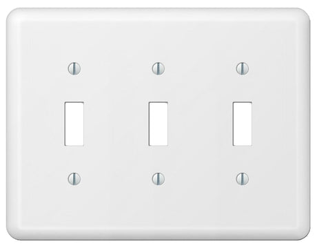 Amerelle Devon Series 935TTTW Wallplate, 5 in L, 6-9/16 in W, 3-Gang, Steel, White, Pack of 3