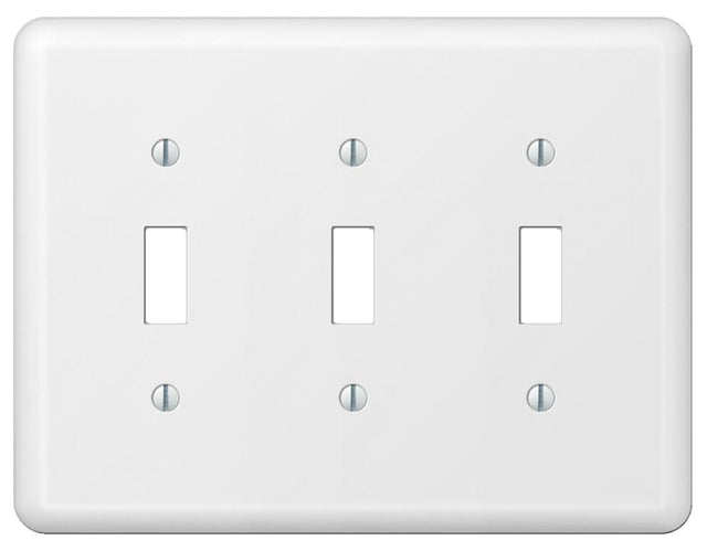 Amerelle Devon Series 935TTTW Wallplate, 5 in L, 6-9/16 in W, 3-Gang, Steel, White, Pack of 3