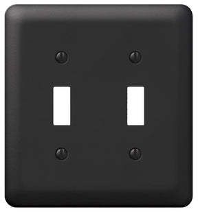 Amerelle Devon Series 935TTBK Wallplate, 5 in L, Black, 4-5/8 in W, 2-Gang, Steel, Pack of 3