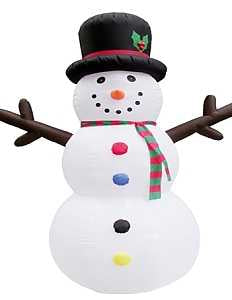 Hometown Holidays 90608 Snowman Inflatable with Mitten, 8 ft H, White Snowing Projector Lights, LED Bulb