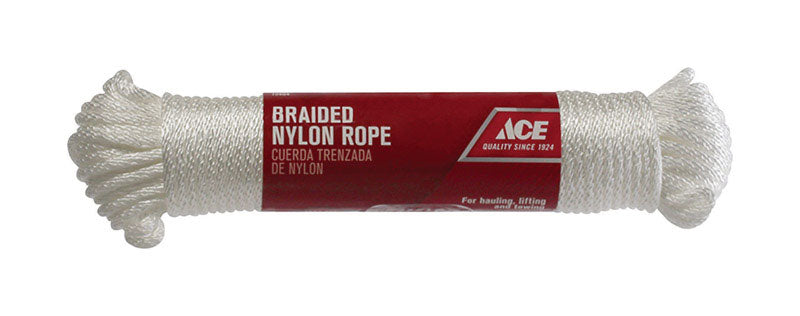 Ace 3/16 in. D X 100 ft. L White Solid Braided Nylon Rope