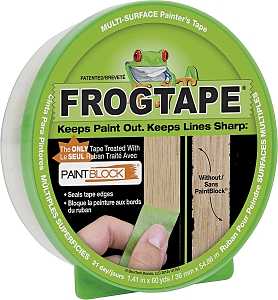 FrogTape 1408436 Painting Tape, Multi-Surface, 5.7 mil Thick, 60 yd L, 1.41 in W, Green