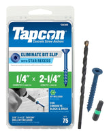 Tapcon 28380 Concrete Screw Anchor, T30 Screw, 1/4 in Dia, 2-1/4 in L, Steel, Climaseal, 75/PK