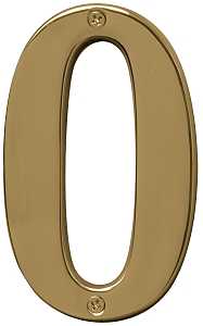 Hy-Ko BR-51PB, Prestige Series BR-51PB/0 House Number, Character: 0, 5 in H Character, Solid Brass, Pack of 3