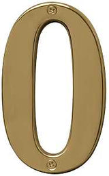 Hy-Ko BR-51PB, Prestige Series BR-51PB/0 House Number, Character: 0, 5 in H Character, Solid Brass, Pack of 3