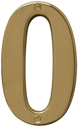 Hy-Ko BR-51PB, Prestige Series BR-51PB/0 House Number, Character: 0, 5 in H Character, Solid Brass, Pack of 3