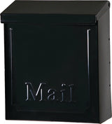 Gibraltar Mailboxes Townhouse THVKB001 Mailbox, 260 cu-in, Steel, Powder-Coated, Black, 8.6 in W, 4.1 in D, 10.1 in H