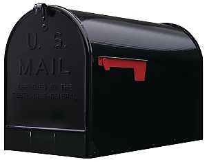 Gibraltar Mailboxes ST200B00 Series Rural Mailbox, Black, 3175 cu-in Capacity, Galvanized Steel, Powder-Coated, 15 in H