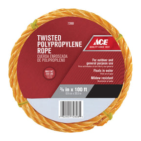 Ace 3/8 in. D X 100 ft. L Yellow Twisted Poly Rope