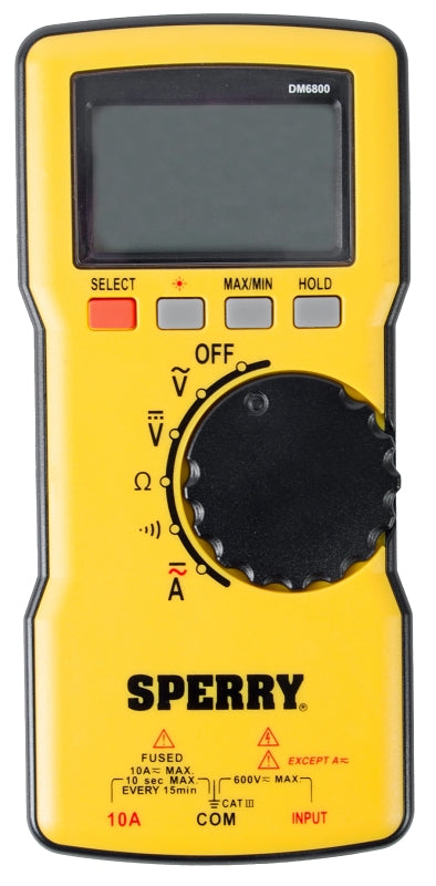 Sperry Instruments DM6800 Multimeter, 1999 Count Resolution, Digital, LCD Display, Yellow
