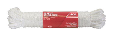 Ace 1/4 in. D X 100 ft. L White Solid Braided Nylon Rope