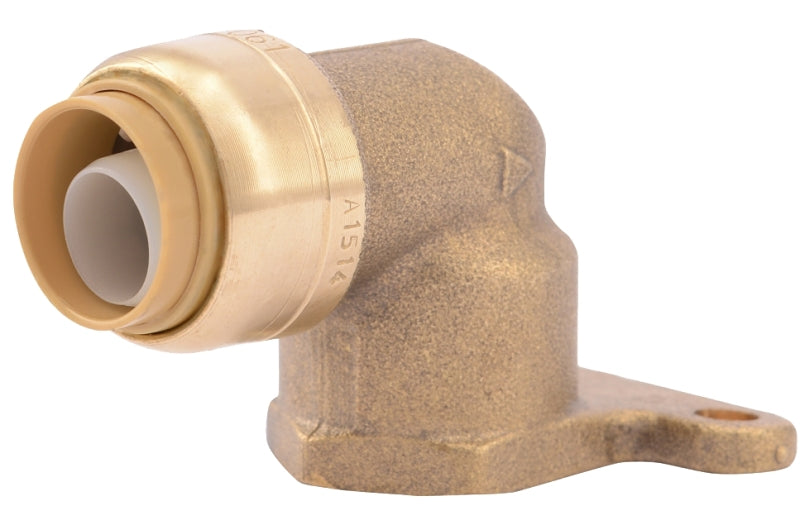 SharkBite U335LFA Hy-Ear Pipe Elbow, 1/2 in, 90 deg Angle, Brass, 200 psi Pressure