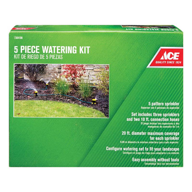 Ace Plastic Spike Base 5-Pattern Sprinkler Watering Kit 800 sq ft 5 pc