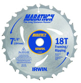 Irwin Marathon 24028 Circular Saw Blade, 7-1/4 in Dia, 5/8 in Arbor, 18-Teeth, Carbide Cutting Edge, Pack of 10