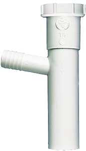 Plumb Pak PP66-14W Dishwasher Tailpiece, 1-1/2 in, 8 in L, Slip-Joint, 3/4 in(5/8 In Od) Branch, Plastic, White