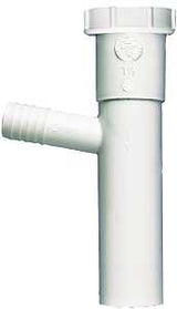 Plumb Pak PP66-14W Dishwasher Tailpiece, 1-1/2 in, 8 in L, Slip-Joint, 3/4 in(5/8 In Od) Branch, Plastic, White