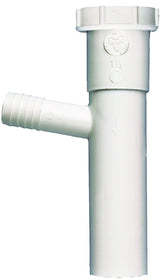 Plumb Pak PP66-14W Dishwasher Tailpiece, 1-1/2 in, 8 in L, Slip-Joint, 3/4 in(5/8 In Od) Branch, Plastic, White