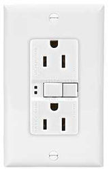 Eaton Wiring Devices SGF15W-SP GFCI Duplex Receptacle, Polypropylene, White, 2-Pole, 15 A, 125 V, Back, Side Wiring