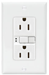 Eaton Wiring Devices SGF15W-SP GFCI Duplex Receptacle, Polypropylene, White, 2-Pole, 15 A, 125 V, Back, Side Wiring