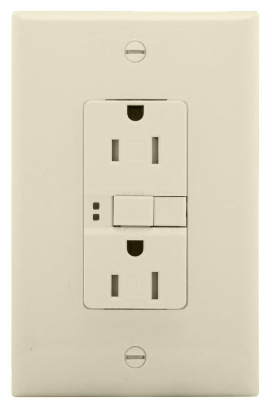 Eaton Cooper Wiring TRSGFS15LA-M-L GFCI Outlet/Switch Combination, 1 -Pole, 15/20 A, 125 VAC, 1 -Gang, Light Almond