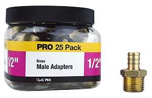 Apollo APXMA1225JR Pipe Adapter, 1/2 in, Barb x MPT, Brass, 200 psi Pressure, 25/PK