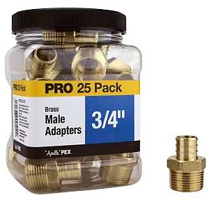 Apollo APXMA3425JR Pipe Adapter, 3/4 in, Barb x MPT, PEX-B, Brass, 200 psi Pressure