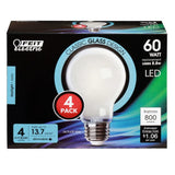 Feit Electric A1960/850/FIL/4 LED Bulb, General-Purpose, A19 Lamp, 60 W Equivalent, E26 Lamp Base, Dimmable, Frosted, Pack of 6