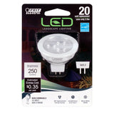 Feit Electric BPLVBAB/830CA LED Bulb, Recessed/Track, MR16 Lamp, 20 W Equivalent, GU5.3 Lamp Base, Clear, Pack of 6
