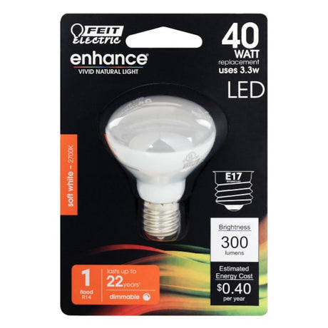 Feit Electric BPR14DMN/927CA LED Bulb, Flood/Spotlight, R14 Lamp, 40 W Equivalent, E17 Lamp Base, Dimmable, Pack of 4