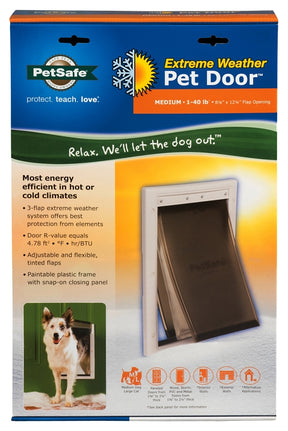PetSafe PPA00-10985 Extreme Weather Pet Door, M Door, 8-1/8 x 12-1/4 in Flap Opening, Plastic