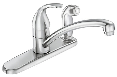 Moen Adler 87605 Series Kitchen Faucet, Chrome Plated, 4.62 in Spout, 9.06 in Spout Reach, 1.5 gpm, 3-Faucet Hole