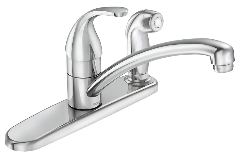 Moen Adler Series 87605 Kitchen Faucet, 1.5 gpm, 3-Faucet Hole, Metal, Chrome Plated, Deck Mounting, Lever Handle