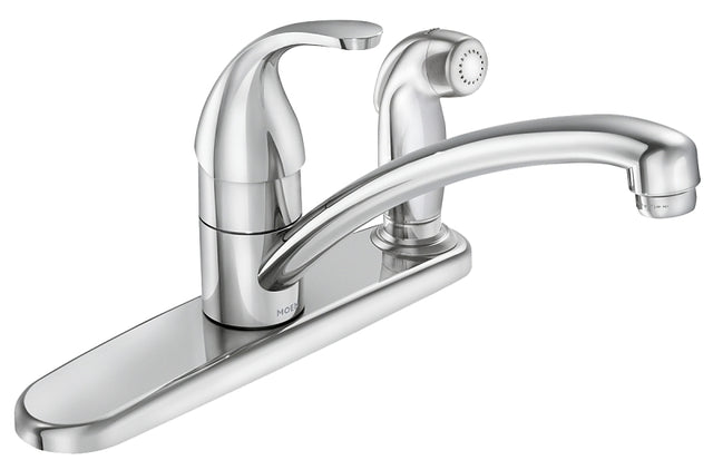 Moen Adler Series 87605 Kitchen Faucet, 1.5 gpm, 3-Faucet Hole, Metal, Chrome Plated, Deck Mounting, Lever Handle