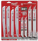 Milwaukee SAWZALL 49-22-1132 Blade Set, 32-Piece, Thin Kerf, Bi-Metal, White