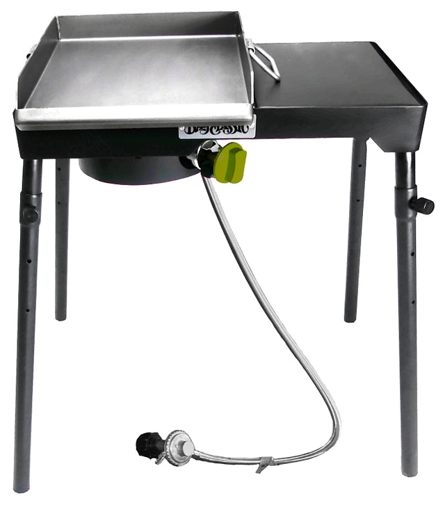 Barbour PS115 Patio Stove with Griddle Tapper, 1-Burner, LPG, 30,000 Btu, Manual Ignition, Aluminum/Steel