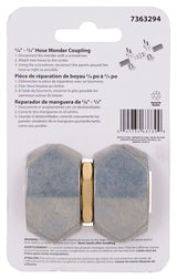 Landscapers Select GC535 Hose Mender, 5/8 to 3/4 in, Brass, Brass/Silver