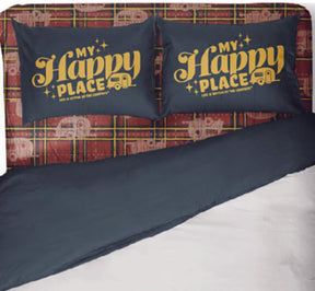 Camco 53119 Bed Sheets, Short Queen, Red Plaid/Navy